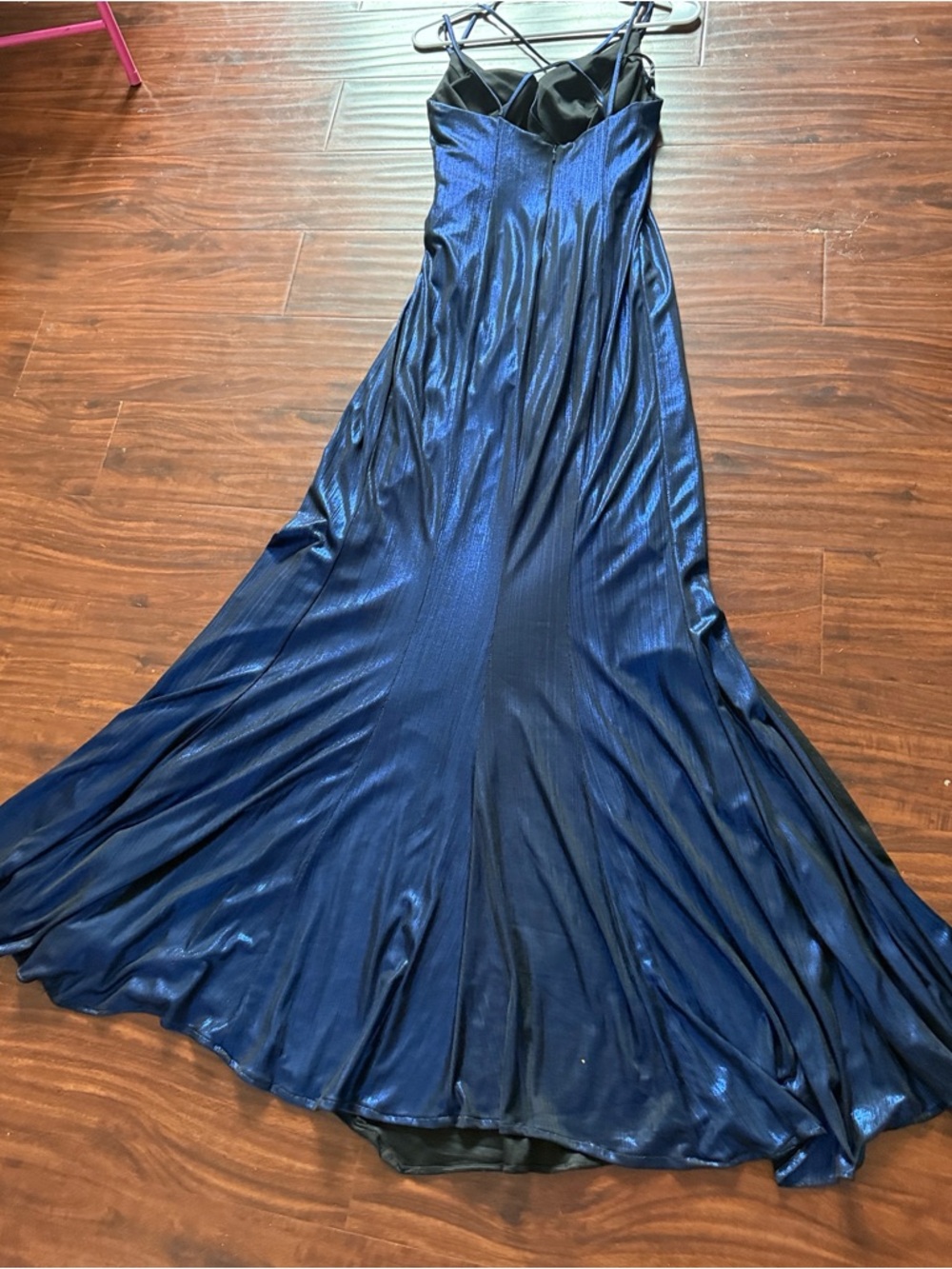Dave& Johnny Blue Shimmery Satin Maxi Dress